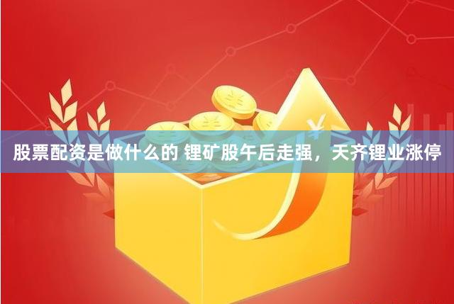 股票配资是做什么的 锂矿股午后走强，天齐锂业涨停